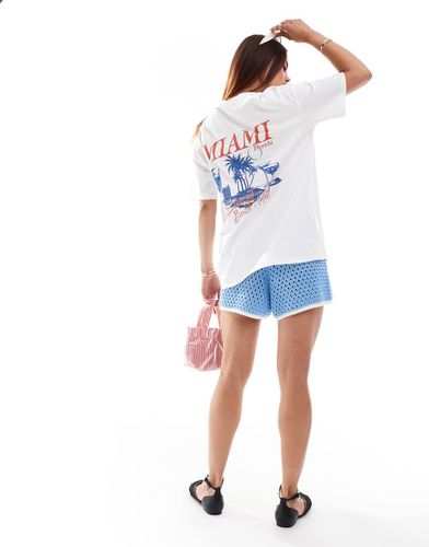 T-shirt oversize bianca con grafica "Miami" - ASOS DESIGN - Modalova