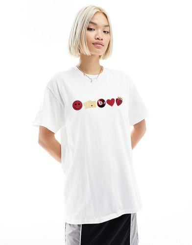 T-shirt oversize bianca con grafica rossa - ASOS DESIGN - Modalova