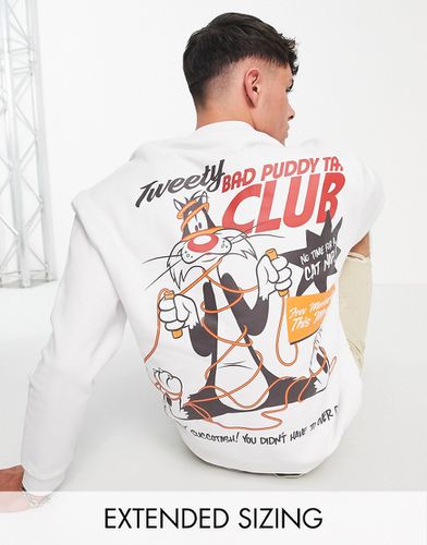 T-shirt oversize bianca con stampa dei Looney Tunes - ASOS DESIGN - Modalova