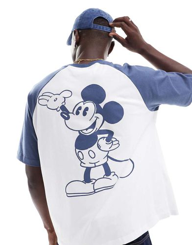 T-shirt oversize bianca con stampa "Disney Mickey Mouse" e maniche raglan - ASOS DESIGN - Modalova