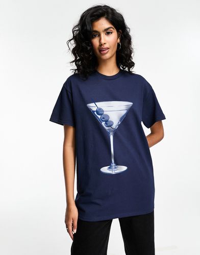 T-shirt oversize con stampa di martini - ASOS DESIGN - Modalova
