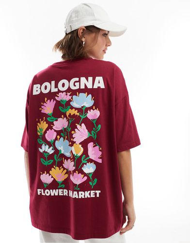 T-shirt oversize color vino con grafica "Flower Market" - ASOS DESIGN - Modalova