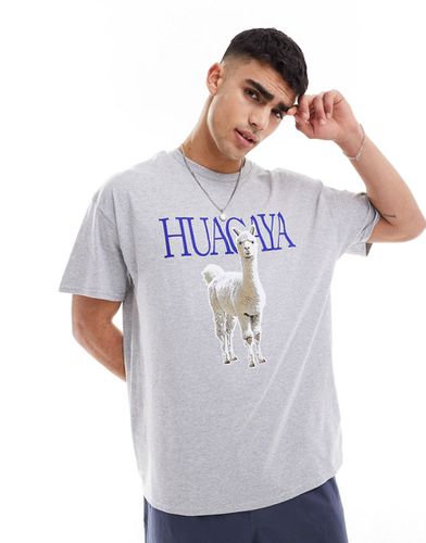 T-shirt oversize mélange con stampa di alpaca - ASOS DESIGN - Modalova