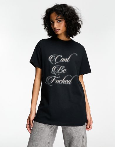 T-shirt oversize nera con grafica cromata "Can't Be Fucked" - ASOS DESIGN - Modalova