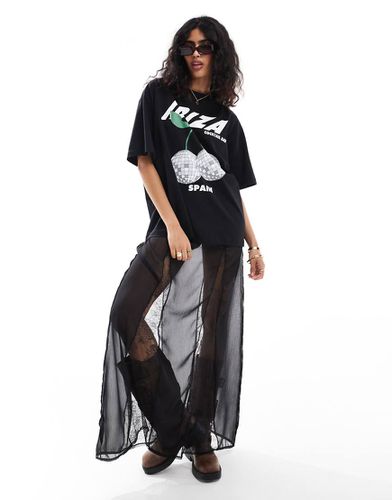 T-shirt oversize nera con grafica di sfere da discoteca Ibiza - ASOS DESIGN - Modalova