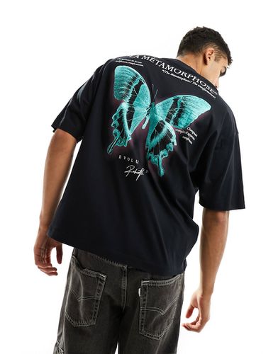 T-shirt oversize nera con stampa fotografica con farfalla sulla schiena - ASOS DESIGN - Modalova