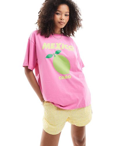 T-shirt oversize con stampa di lime e scritta "Mexico" - ASOS DESIGN - Modalova