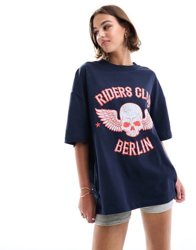 T-shirt pesante boyfriend con stampa "Riders Club Rock" - ASOS DESIGN - Modalova