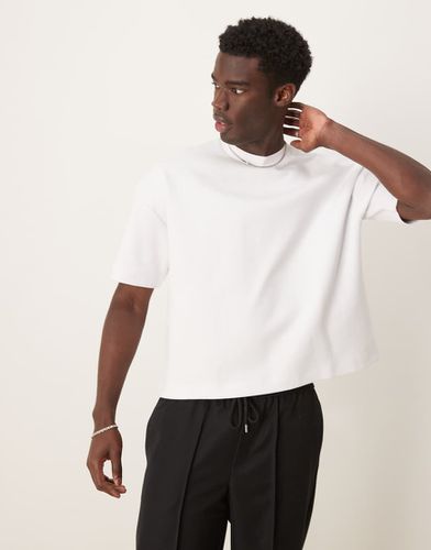 T-shirt premium bianca oversize squadrata in tessuto interlock 300 gsm con spalle scivolate - ASOS DESIGN - Modalova