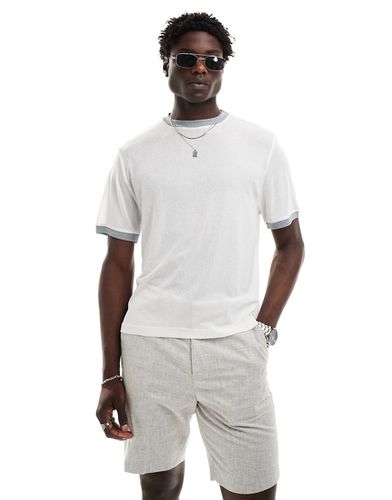 T-shirt squadrata in rete bianca con profili a contrasto - ASOS DESIGN - Modalova