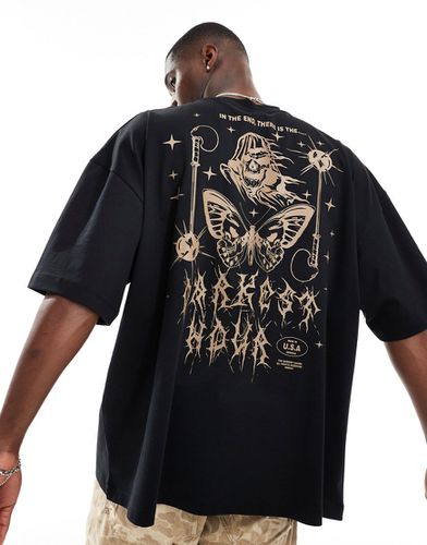T-shirt super oversize nera con stampa stile grunge sul retro - ASOS DESIGN - Modalova