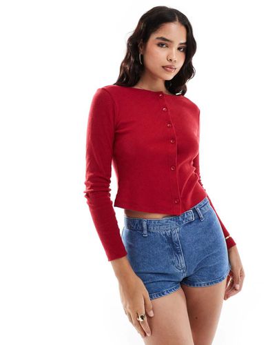 Top a maniche lunghe mini traforato con bottoni - ASOS DESIGN - Modalova