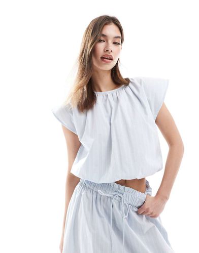 Top a righe blu e bianche con vita elasticizzata in coordinato - ASOS DESIGN - Modalova