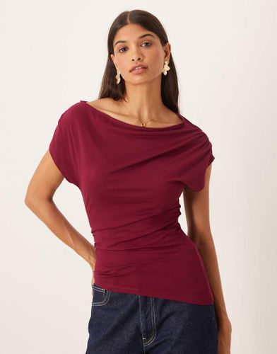 Top asymétrique long ample à fronces - Prune - Asos Design - Modalova