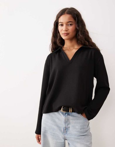 Top en maille avec manches longues et col façon polo de rugby - Asos Design - Modalova