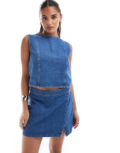 Top in denim medio accollato - ASOS DESIGN - Modalova