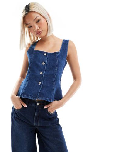 Top strutturato in denim color indaco - ASOS DESIGN - Modalova