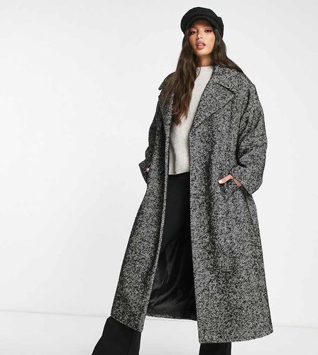 ASOS DESIGN Tall - Cappotto elegante con motivo spigato e cintura nero e bianco - ASOS Tall - Modalova