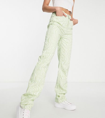 ASOS DESIGN Tall - Jeans dritti stile anni '90 a vita medio alta verdi con stampa astratta - ASOS Tall - Modalova