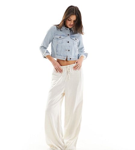 ASOS DESIGN Tall - Pantaloni a fondo ampio in misto lino colore naturale - ASOS Tall - Modalova