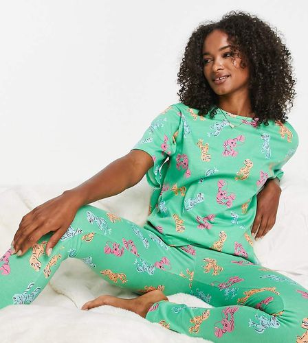 ASOS DESIGN Tall - Pigiama con t-shirt oversize e leggings verdi con dinosauri e aragoste - ASOS Tall - Modalova