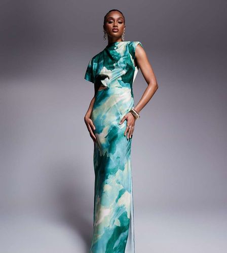 ASOS DESIGN Tall - Robe mi-longue drapée asymétrique à découpe et imprimé abstrait - Asos Tall - Modalova