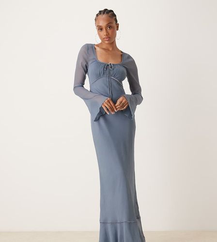 ASOS DESIGN Tall - Robe longue à manches longues et buste froncé - acier - Asos Tall - Modalova