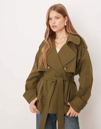 Trench-coat court oversize avec ceinture - Olive - Asos Design - Modalova