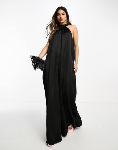 Tuta jumpsuit accollata in raso - ASOS DESIGN - Modalova