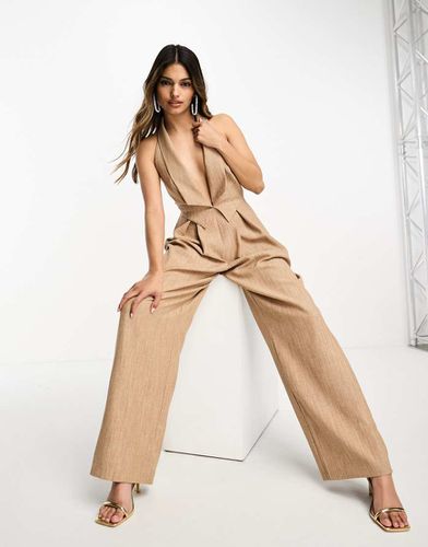 Tuta jumpsuit sartoriale 2 in 1 con gilet color cammello - ASOS DESIGN - Modalova