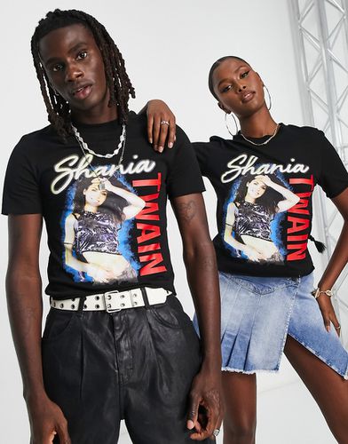 Unisex - T-shirt aderente corta nera con stampa di "Shania Twain" - ASOS DESIGN - Modalova