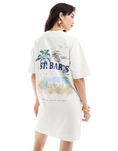Vestito t-shirt corto oversize crema con stampa St. Barts - ASOS DESIGN - Modalova