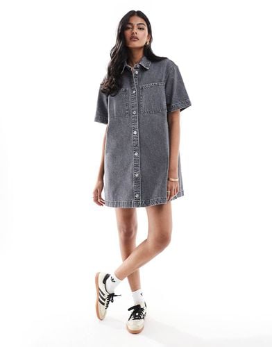 Vestito camicia a maniche corte in denim - ASOS DESIGN - Modalova