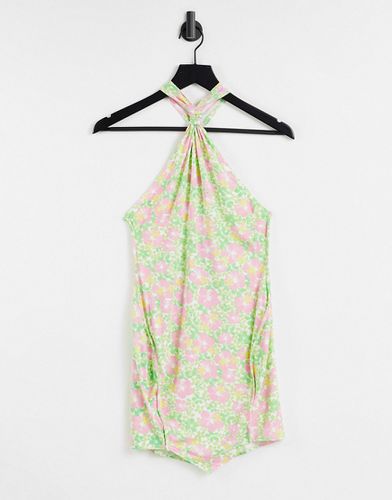 Vestito corto allacciato al collo con nodo a fiori anni '70 - ASOS DESIGN - Modalova