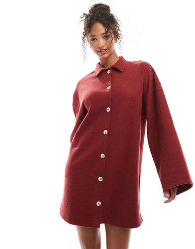 Vestito corto stile cardigan bordeaux ultra morbido con bottoni - ASOS DESIGN - Modalova