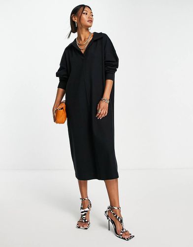 Vestito maglia midi stile polo a maniche lunghe in tessuto morbidissimo - ASOS DESIGN - Modalova