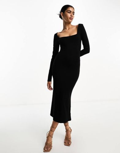 Vestito midi a maniche lunghe con silhouette morbida e scollo squadrato - ASOS DESIGN - Modalova