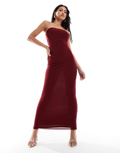 Vestito midi fasciante in rete vino con scollo ad anello - ASOS DESIGN - Modalova