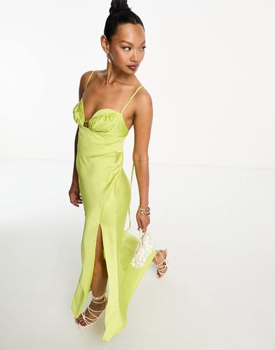 Vestito midi in raso lime a corsetto con scollo profondo - ASOS DESIGN - Modalova