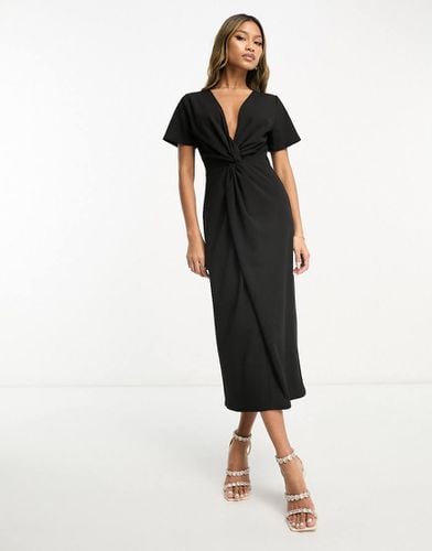 Vestito midi incrociato sul davanti a maniche corte - ASOS DESIGN - Modalova