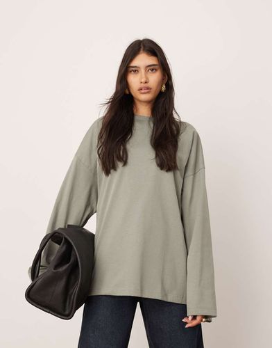 Maglietta a maniche lunghe oversize premium in cotone oliva - ASOS EDITION - Modalova