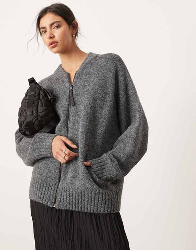 Maglione antracite in maglia compatta con zip - ASOS EDITION - Modalova