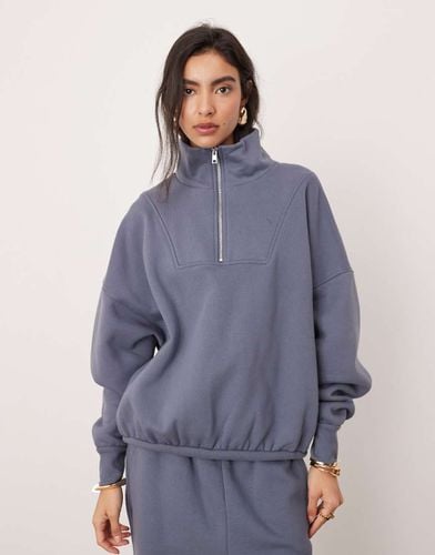 Felpa oversize premium pesante ardesia con zip corta - ASOS EDITION - Modalova