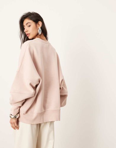 Felpa premium pesante rosa sbiadito con cuciture a vista - ASOS EDITION - Modalova