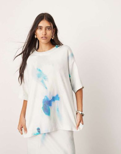 T-shirt oversize premium in jersey pesante testurizzato con stampa sfocata in coordinato - ASOS EDITION - Modalova