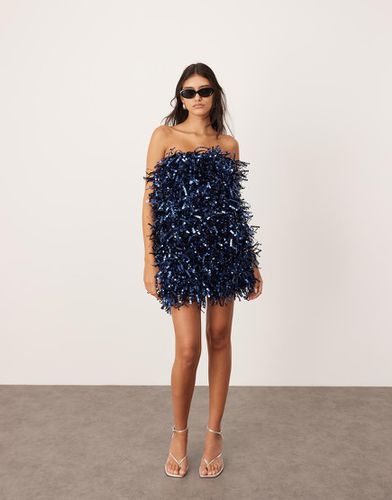 Vestito a fascia corto blu navy con frange in paillettes - ASOS EDITION - Modalova