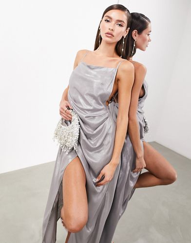 Vestito lungo con spalline sottili color metallizzato drappeggiato - ASOS EDITION - Modalova