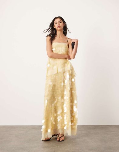 Vestito lungo con spalline sottili a strati pastello decorato con paillettes - ASOS EDITION - Modalova