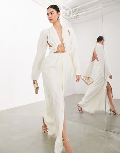 Vestito lungo a maniche lunghe bianco sporco con finitura a spirale appariscente - ASOS EDITION - Modalova