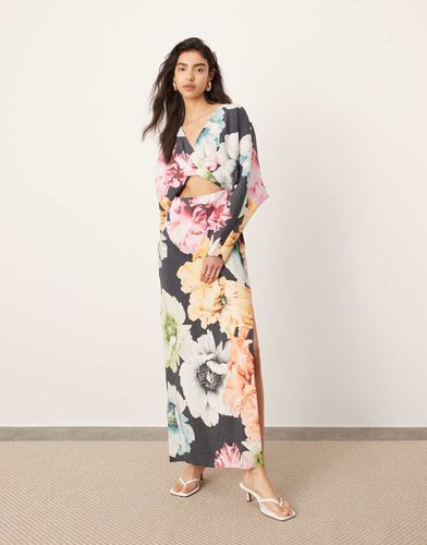 Vestito midi a maniche lunghe a fiori oversize con cut-out - ASOS EDITION - Modalova